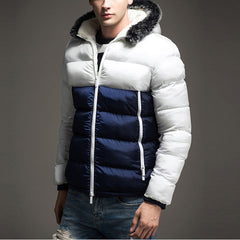 HEE GRAND Men Hoody Spliced Winter Coats Male Hooded Jackets Teenager Slim Fit Padded Windbreaker Parka MWM1435