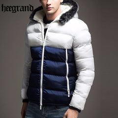 HEE GRAND Men Hoody Spliced Winter Coats Male Hooded Jackets Teenager Slim Fit Padded Windbreaker Parka MWM1435