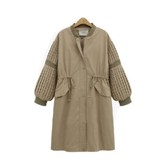 Women Fashion Long Trench Coats 2017 Autumn Winter Lantern Sleeve Windbreaker Chic Streetwear Casual Trench Coats Outwear
