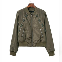 Women Fashion Bomber Jacket Coat 2017 Spring Autumn Long Sleeve Casual Basic Jacket Criss-Cross Coat Zipper Jacket Outerwear