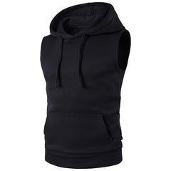 Men Sleeveless Hoodies Hooded Sweatshirts Autumn 2017 Mens Casual Pockets Waistcoat Tops Male Slim Fit Hoody Vests Pullovers 2XL