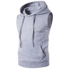 Men Sleeveless Hoodies Hooded Sweatshirts Autumn 2017 Mens Casual Pockets Waistcoat Tops Male Slim Fit Hoody Vests Pullovers 2XL