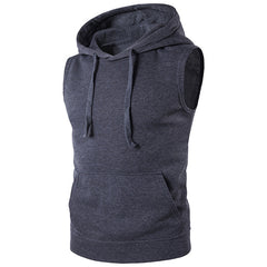 Men Sleeveless Hoodies Hooded Sweatshirts Autumn 2017 Mens Casual Pockets Waistcoat Tops Male Slim Fit Hoody Vests Pullovers 2XL