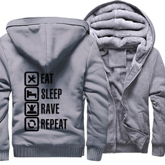 Eat Sleep Rave Repeat Game Fuuny Men's Hooded 2017 Winter Fleece Sweatshirts Men  Casual Hoodies Mens Thicken Jacket Tracksuit