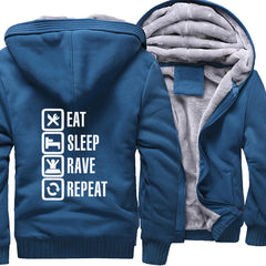 Eat Sleep Rave Repeat Game Fuuny Men's Hooded 2017 Winter Fleece Sweatshirts Men  Casual Hoodies Mens Thicken Jacket Tracksuit