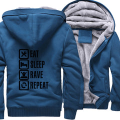 Eat Sleep Rave Repeat Game Fuuny Men's Hooded 2017 Winter Fleece Sweatshirts Men  Casual Hoodies Mens Thicken Jacket Tracksuit